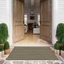 LEEVAN Outdoor Patio Rug 3x5, Washable Black and White Outdoor Rug, Outside Welcome Mat Striped Porch Door Mat Outside Entrance Layered Indoor Doormat