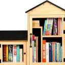 Little Library Box Outdoor, Double Little Library Design with Adjustable Shelf and Large & Small Compartments, Solid Wood with Waterproof Coating & Metal Trim, Sharing Books, Literature & Newspapers