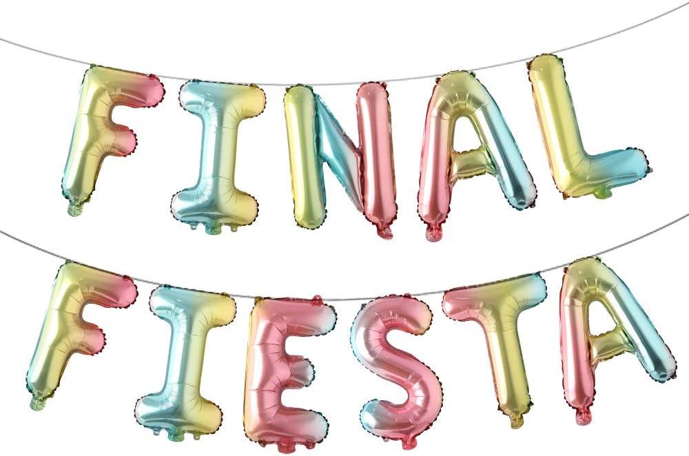 16 inch Final Fiesta Cursive Foil Balloons Banner Balloons Fiesta Theme Bridal Shower,Baby Shower,Wedding,Birthday,Bachelorette Party Hen Party Decorations Set (Final Fiesta Rainbow)
