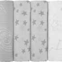 Maliton Muslin Swaddle Blankets for Newborn, 6-Pack Breathable Receiving Blanket (27" x 27") Soft Baby Blankets for Girls and Boys, Baby Burp Cloth with 3-Layer Cotton Design for Infant Wrap(Universe)