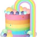 Gyufise 26Pcs Rainbow Cake Toppers DIY Baking Colorful Balls Cake Decorations for Wedding Anniversary Baby Shower Birthday Party Supplies Multicolor