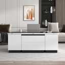 3-in-1 Lift Top Glass Coffee Table with Drawers Storage Multifunction Modern 47.2 Inch for Living Room - White+Black