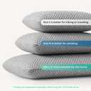 Travel Pillow Memory Foam Pillows, Camping Pillow-Compressible Medium Firm, Breathable Cover, Ideal Backpacking Hiking, Bed Pillows, Airplane and Car (Light Grey, L) (L-23.6*15.7in)