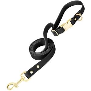 PetBonus Waterproof Dog Leash, 5 FT Odor Proof Walking Training Lead for Small Medium Dog, Adjustable Handle with Side Release Buckle (S, Black)