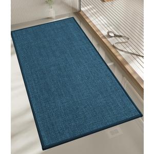 chakme Bathroom Rugs Mat 47x17, Ultra Thin Bath Rug Non Slip Runner Quick Dry Absorbent Bath Mat for Bathroom, (Dark Blue, 47"x17") (1'5" x 3'11" (Rectangular))