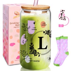 ANOTION Cute Cups - Ini-Tial Monogrammed Personalized Gift for Women, White Elephant Gag Christmas Birthday Inspirational Coffee Cup