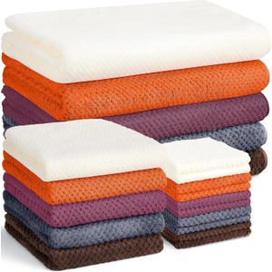 Mixweer 20 Pcs Bath Towel and Washcloths Set for Bathroom Includes 5 Bath Towels 5 Hand Towels 10 Washcloths, Soft Coral Velvet Absorbent Quick Dry for Sports Shower Hotel Spa(Classic Color)