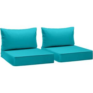 AAAAAcessories Outdoor Deep Seat Cushions, Waterproof, Fade-Resistant Patio Furniture Replacement Cushions, 23.5" x 25.5" x 5" + 23.5" x 13.5", Set of 2, Turquoise Blue