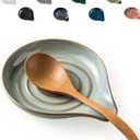 LAUCHUH Spoon Rest, 5" Large Spoon Holder for Stove Top Ceramic Spoon Rest Spatula Rest for Kitchen Utensils, Ladle, Coffee Spoons, Cooking spoons, Spatula, Tongs, Christmas, Unique Gray