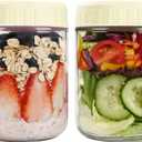 Overnight Oats Containers with Lids, 16oz Glass Jars with Lids 2 pcs, Milk White, Wide Mouth Mason jars for Salad, Yogurt, Snacks, Meal Prep