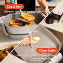 Bella Make & Take Electric Skillet, Fits-anywhere kitchenware, EverGood Ceramic Coating, Adjustable Temperature & Dishwasher-Safe Tempered Glass Lid, Cast Aluminum Base, 1200 Watt, Oatmilk