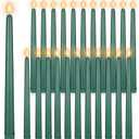 Macarrie 24 Packs Flameless Taper Candles Battery Operated Fake 11 Inch Long Candlelight LED Flameless Candlesticks Flickering Tapered for Spring Summer Wedding(Green)