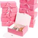 HummingBox Pink Gift Box Set of 16 - Gift Boxes for Presents & Gifting On Weddings, Birthdays & More - Easy to Assemble Pink Gift Boxes With Lids & Ribbon Closure - Decorative Boxes With Lids