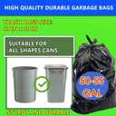 55 Gallon Trash Bag, 66 Count Garbage Trash Bags, 2.0 Mil Heavy Duty 40 x 47" Large Black Plastic Trash Can Liners Huge for Construction Industrial Yard Outdoor Commercial