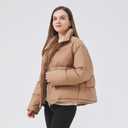 ANYIELIEMO Women's Puffer Down Jacket Lightweight Water-Resistant Coat with Stand Collar for Winter (US, Alpha, Medium, Regular, Regular, Khaki)