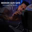 HOLEWOR Gun Safe, Biometric Gun Safe for Handgun Drop Down Pistol Safe Mounted Single Handgun Safe with Fingerprint, Passcode, Key Access for Nightstand, Desk, Bedside