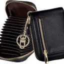 Outrip RFID Small Credit Card Holder Wallets for Women Zipper Coin Purse with Keychain (Black)