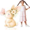 47 x 44 Inches Easter Rabbit Cardboard Cutout Spring Baby Shower Bunny Butterfly Yard Sign with Stakes for Easter Baby Shower Birthday Party Decor Outdoor Lawn Photo Prop