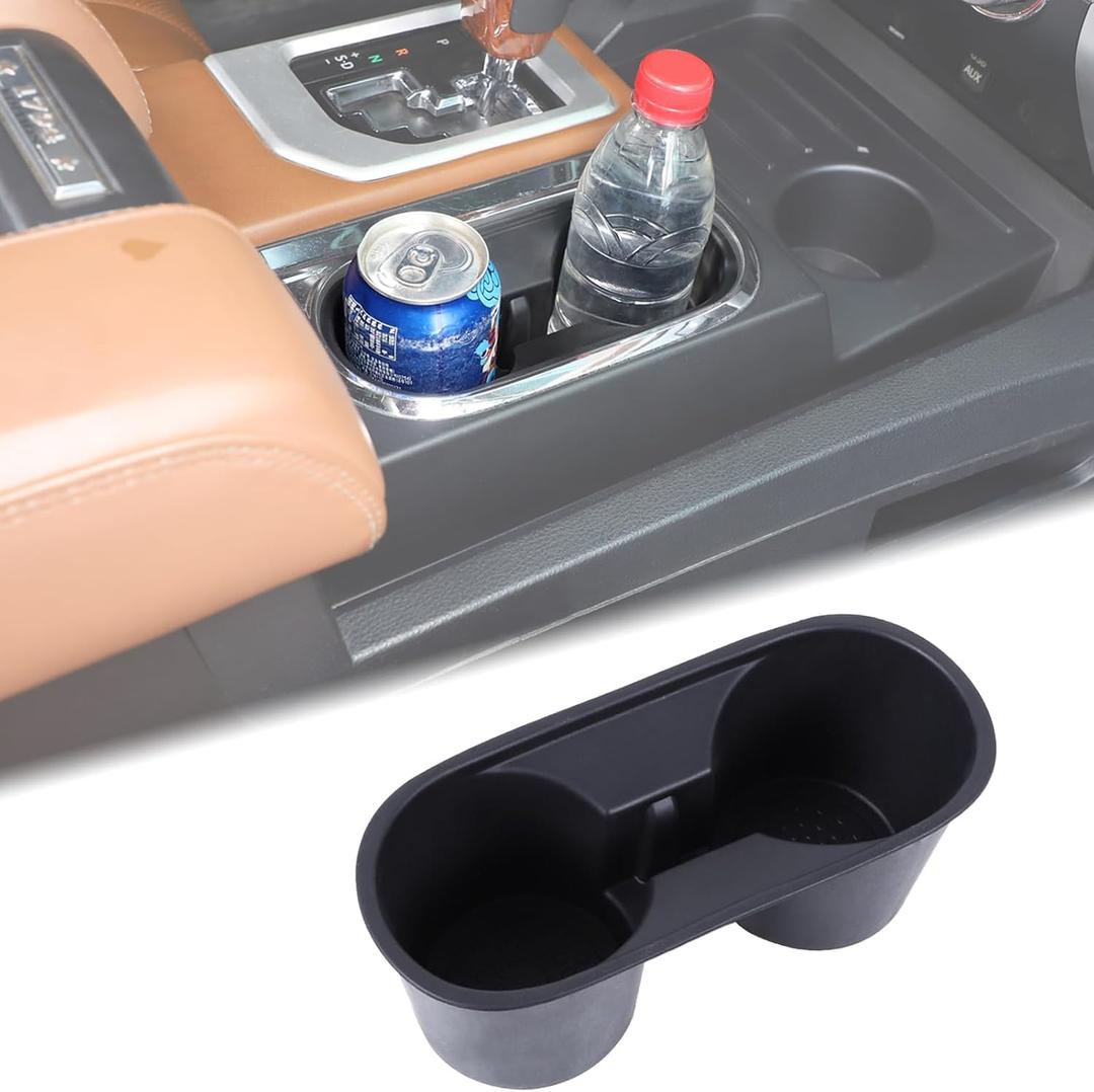 Aunginsy Center Console Cup Holder Protector Compatible with Toyota Tundra 2014-2021 Central Control Gear Shifter Drink Cup Holder Organizer Tray Storage Box TPE Non-Slip Insert Coaster Accessories