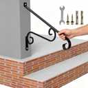 21.7" Outdoor Stair Handrails,1-2 Steps Stairs Rails-Wall Mounted Wrought Iron Hand Railing-Staircase Grab Rail-Heavy Duty Metal Art Handrail for Outdoor Steps-Porch Garage-Anti-Corrosion Carbon Steel