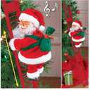 Santa Climbing Ladder, Funny Electric Claus Rope Ladder Decoration, On a Doll Toy Christmas Tree Decorations Hanging Ornaments for Party Home Door, Red