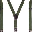 Suspenders for Men with Snap Hooks Heavy Duty Adjustable 1.4 inches Wide (Army Green)