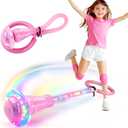 Dolanus Skip Toys for 5-12 Year Old Kids, Girls Birthday Gifts for Age 5 6 7 8 9 10 11 12, Outdoor Outside Sports Games, Girls Toys Age 6-8 8-13, Portable Colorful Flash Wheel Swing Ball (Pink)
