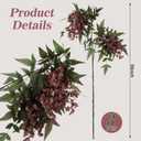 Zeyune 3 Pcs Artificial Dusty Plum Berry Stem Spring Faux Flowers Picks Branches Fake Realistic Sedum Stem Spray for Wedding Holiday Seasonal Farmhouse Mantel Harvest DIY Home Decorations(35 Inch)