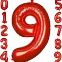 PatiCool 40 Inch Rainbow Number Balloon 9, Large Number Foil Balloons Mylar for Girl Boy Birthday Party Celebration Decorations Supplies, Digital Balloons for Wedding Anniversary Events Decorations