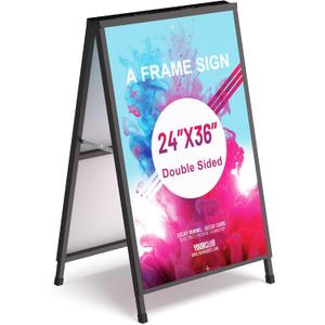 Relx 24x36 Inch A Frame Sign, Double-Sided Metal Sandwich Board, Heavy Duty Slide-in Sidewalk Signs for Outdoor Street Advertising Poster (Frame only)