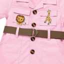 ABAFIP Baby Girl Toddler Boy Safari Birthday Outfit Short Sleeve One Piece Romper Jumpsuit with Belt Hat 6-12 M