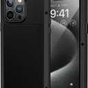 Lanhiem for iPhone 15 Pro Max Metal Case, Heavy Duty Shockproof Tough Rugged Case with Built-in Glass Screen Protector, 360 Full Body DustProof Protective Cover for iPhone 15 Pro Max 6.7", Black
