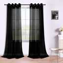 KOUFALL Black Curtains 120 Inches Long for Living Room 2 Panels Set Grommet Drapes Large Window Length Semi Sheer Curtains