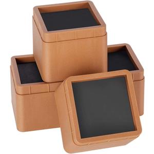 BTSD-home Adjustable Heavy Duty Bed Risers 3 Inch Stackable Bed Frame Riser Lifter 4 Pack Dark Brown