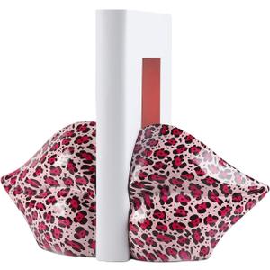 Leopard Print Lips Decorated Bookends，Set of 2 Heavy Decorative Book Stoppers，Unique Resin Decoration，Creative Desktop Decor for Study Room Hotel Office Shelves