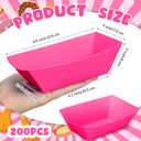 Uiifan Paper Food Boats Disposable Paper Food Tray Grease Resistant Disposable Serving Tray Cardboard Hot Dog Holder for Burgers Fries Sandwiches Picnic Party (Pink,4.9"x3"x2")