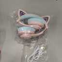 iClever Cat Ear Kids Bluetooth Headphones, LED Lights Up, 74/85dBA Safe Volume Limited, 50H Playtime,Bluetooth 5.2, USB C, Kids Headphones Wireless for Travel iPad Tablet, Meow Macaron Pink