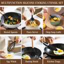 Umite Chef Kitchen Cooking Utensils Set, 33 pcs Non-Stick Silicone Cooking Kitchen Spatula Set with Holder, Wooden Handle Silicone Kitchen Gadgets Utensil Set (Black)