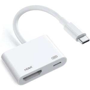 [MFi Certified] USB C to HDMI Adapter for iPhone 16 15 to TV, 4K@60Hz Type-C to HDMI Adapter with 100W Fast Charging Port for iPhone 16/16 Plus/16 Pro/16 Pro Max/15 Pro Max to HDTV Projector Monitor