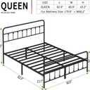 Chroark Queen Size Black Metal Bed Frame with Headboard and Footboard, 12 Inch Underbed Storage Space, Heavy Duty Mattress Foundation with Steel Slat Support No Box Spring Needed