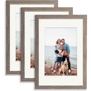 12x16 Picture Frame 3 Pack Gray Color - Poster Frame Set of 3 - Display Picture 8.5x11 with Mat or 12x16 Without Mat, Wall Gallery Photo Frames