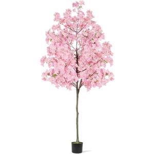 mapleway 6FT Artificial Cherry Blossom Tree, Fake Pink Flower Realistic Plants for Home Office Porch Party Wedding Indoor Outdoor Decor