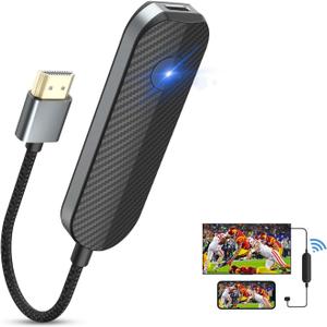 4K 1080P Wireless HDMI Display Adapter, WiFi Streaming Movies, Shows Receiver for i-Phone, i-Pad, Android, Tablet, Laptop, Window to HDTV/Monitor/Projector, Compatible Miracast, Air Play, DLNA