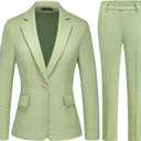 Women's Suit 2 Piece Set Business Pants Suit for Women Pinstripe Houndstooth Blazer Large