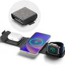 Mophie 3-in-1 Travel Charger with MagSafe - Portable Wireless Charging Hub, Compatible w/Apple Devices, iPhone 17/16/15/14/13/12 Series, Apple Watch Series 11 to 1 & Ultra, AirPods Pro/3rd Gen, Black