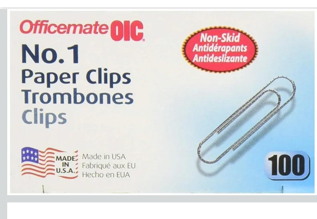 Officemate No. 1 Size Paper Clips (OIC99912) 300 PCs 3 Pack