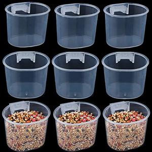 9 Pack Small Bird Food and Water Bowl Feeder, Parrot Convenient Hanging Container, Plastic Cage Sand Cup Feeding Dish