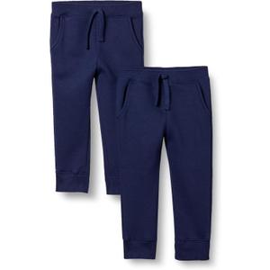 Amazon Essentials Girls and Toddlers' Sweatpants, Multipacks (Large, Navy)