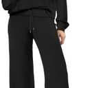 XIEERDUO Lounge Sets For Women 2024 Half Zip Sweatshirt And Wide Leg Sweatpant 2 Piece Outfits Sweatsuit Tracksuit (Large, 01-black)