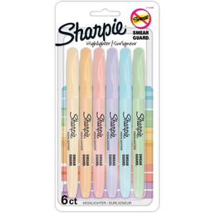 Sharpie Accent Pocket Highlighters, Chisel Tip, Assorted Barrels, Assorted Mild Pastel Ink, Pack of 6 Highlighters